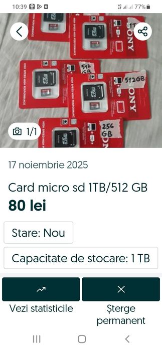 Card micro sd 1TB/512 GB
