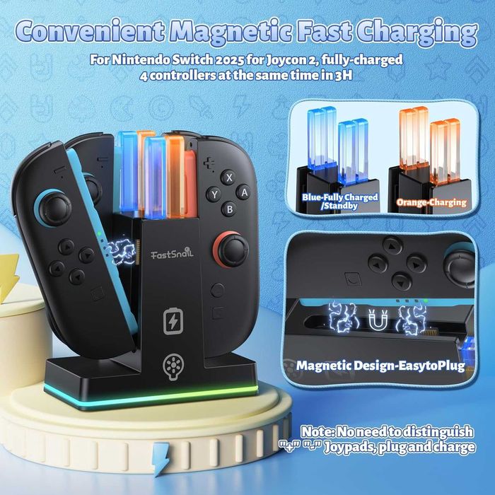 Зарядна докинг станция FASTSNAIL за Nintendo Switch 2 за Joy-Con 2