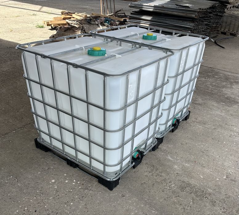 Bazine IBC 1000L cu cadru si suport de metal, transport contra cost