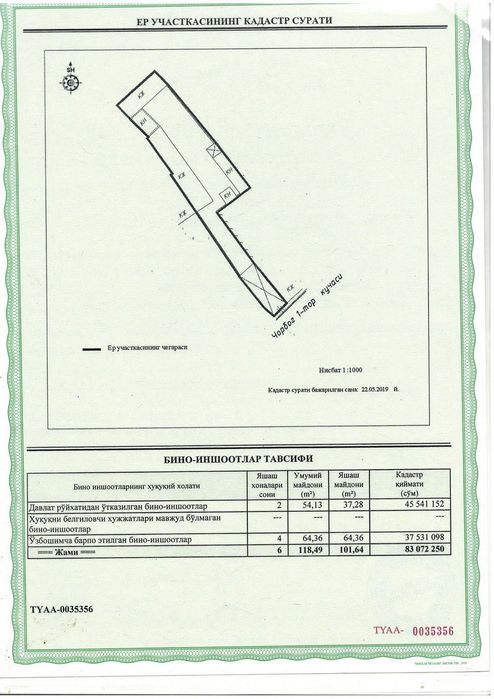 Чилонзор промзона 6 сотих свой участок