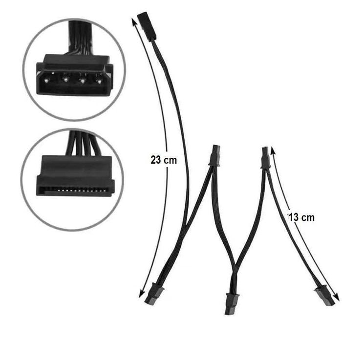 Разклонител/сплитер на захранващ SATA/ Molex кабел към 5 x SATA hdd