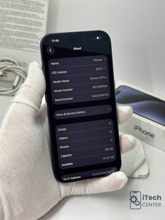 iPhone 15 Pro, 128GB, Blue Titanium, НЕРАЗЛИЧИМ ОТ НОВ, 1г. ГАРАНЦИЯ!