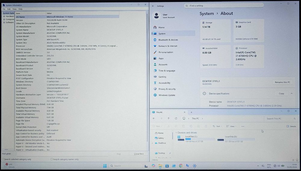 ASUS ROG GL502V i7-6700HQ GeForce GTX1060 8GB RAM