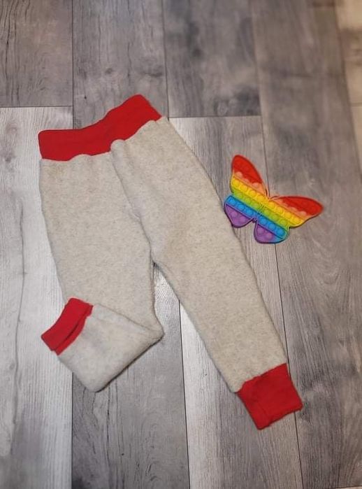 Handmade - Pantaloni din lână fleece cu manșete din lână merinos