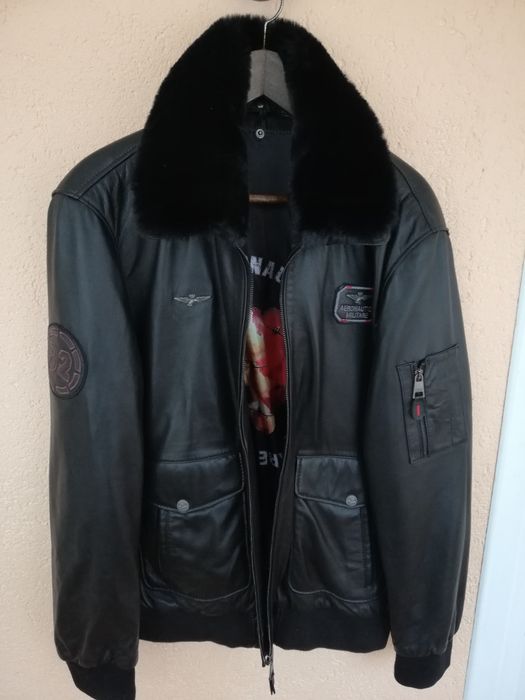 Geaca piele bărbati Aeronautica Militare Aviator xl