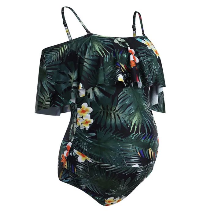 NOU - Costum de baie de maternitate - print tropical
