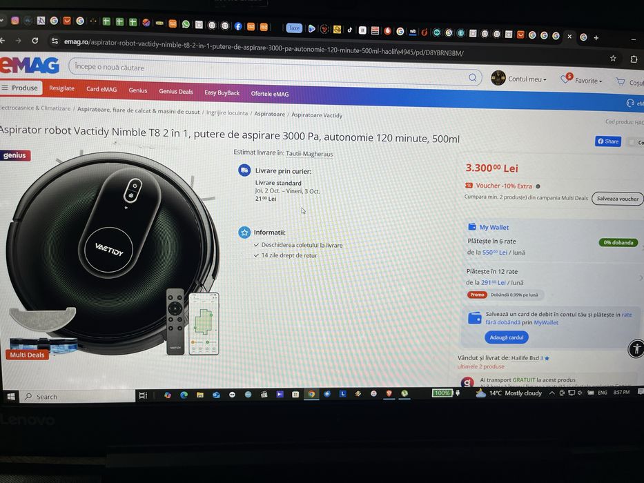 Aspirator robot 2 in1 cu mop