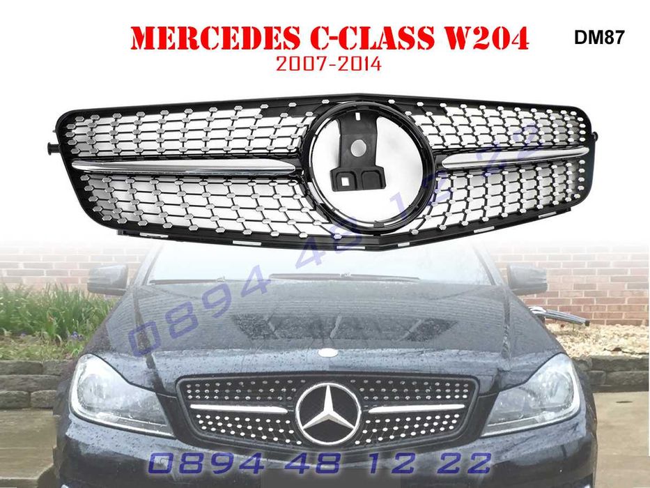 Предна Решетка Диамант Mercedes C W204 Мерцедес Ц В204 07-14