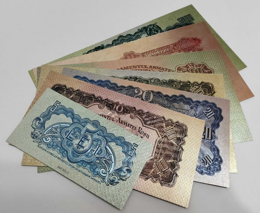 Comandamentul Armatei Roșii – Set complet de 7 bancnote - Gold Collector Edition – cu inserție decorativă de aur 24k