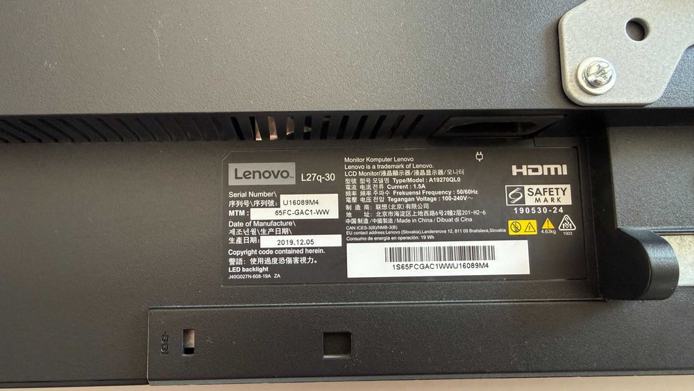 Monitor Lenovo L27Q-30, 2k, 4 ms