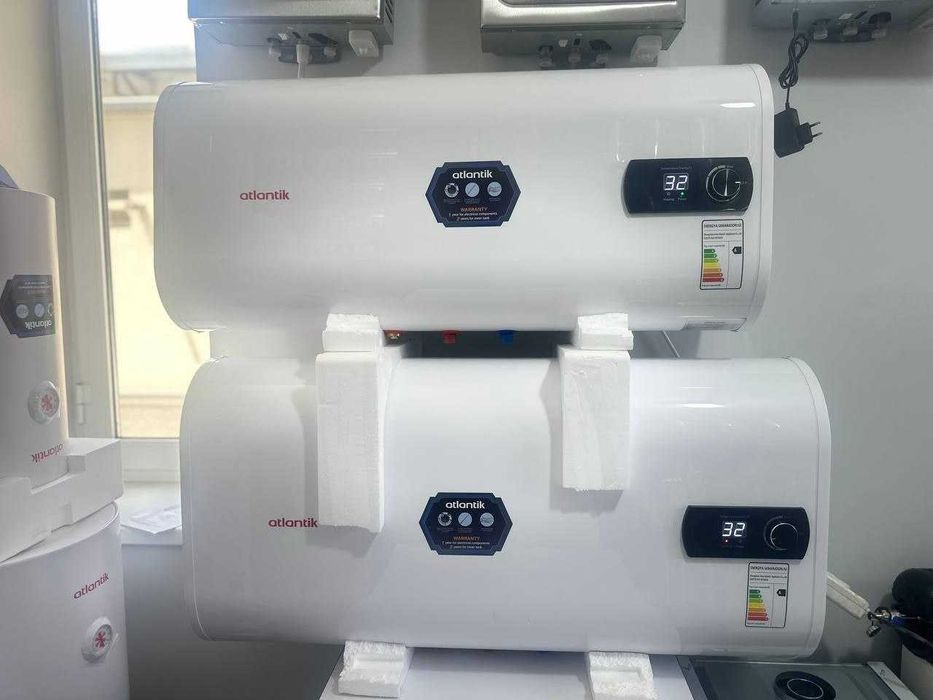 АТЛАНТИК горизонтальный электро водонагреватель 80литр сув иситгич