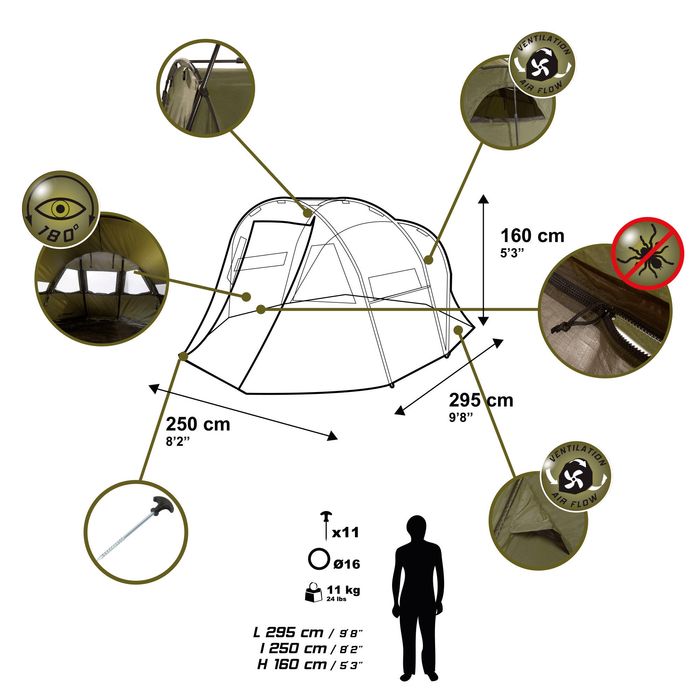 Cort Bivvy Pescuit Crap Tanker Frontview - produs resigilat Decathlon