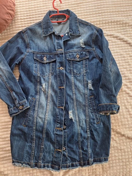 Разпродажба! Дамско дънково манто за 35лв