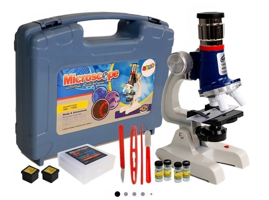 Microscop educational pentru copii LEAN TOYS, 100x-1200x, set complet,