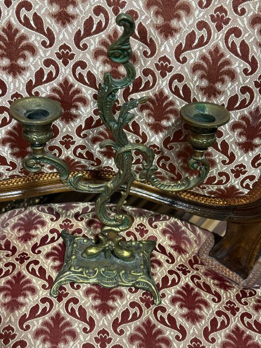 старинен бронзов свещник двойка