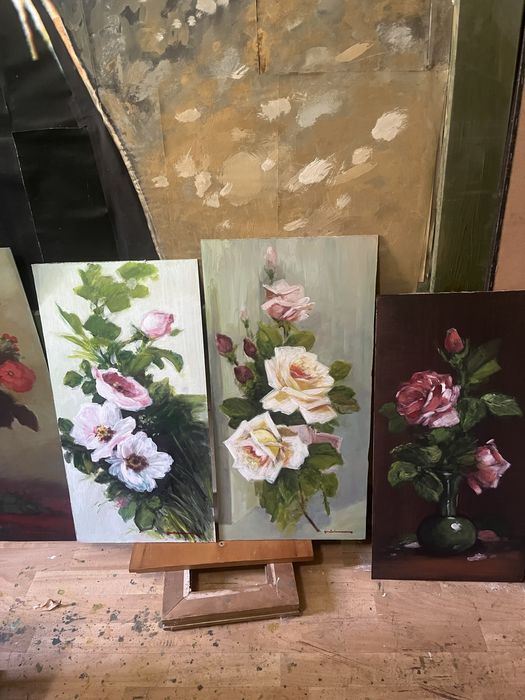 Tablouri pictate manual acrilice pe suport lemnos