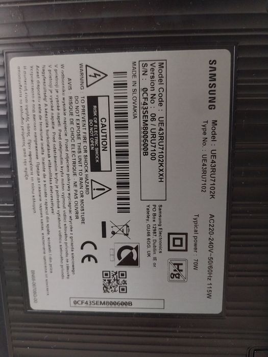Samsung UE43RU7102KXXH DEFECT