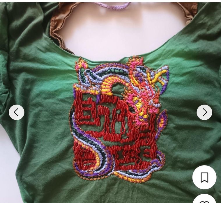 We are just Angels " Y2K, винтидж 2000г. блуза зелено с бродерия, гол гръб,