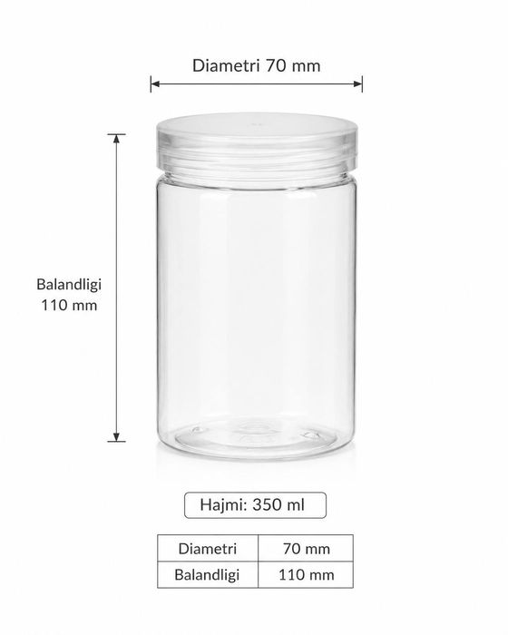 350 ml PET plastik banka shaffof ПЭТ-банка 350 мл прозрачный