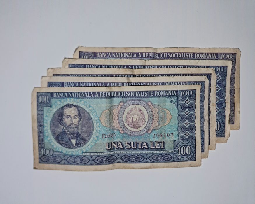 5 bancnote de colecție - 100 lei Nicolae Bălcescu 1966