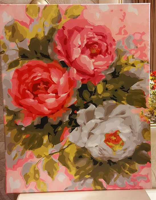 Живопись акрилом на холсте. Картина отличный подарок. "Розы"