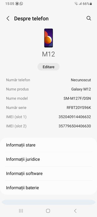 Vând telefon Samsung Galaxy M12
