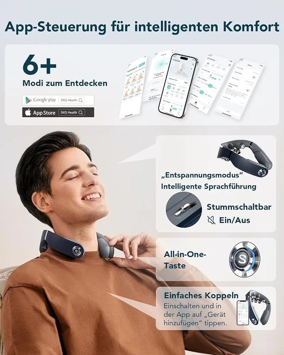 aparat masaj cervical pliabil SKG G7PRO-FOLD! Masaj 9D cu caldura si vibratii, fara fir, portabil. Ideal pentru acasa, birou sau masina. Nou