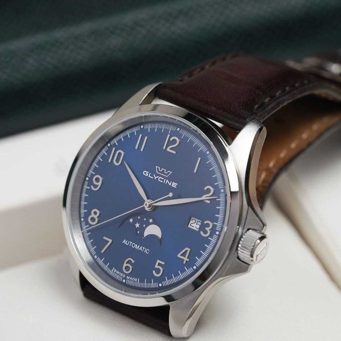 Swiss Glycine Combat classic moonphase, automatic, перфектен, бартер