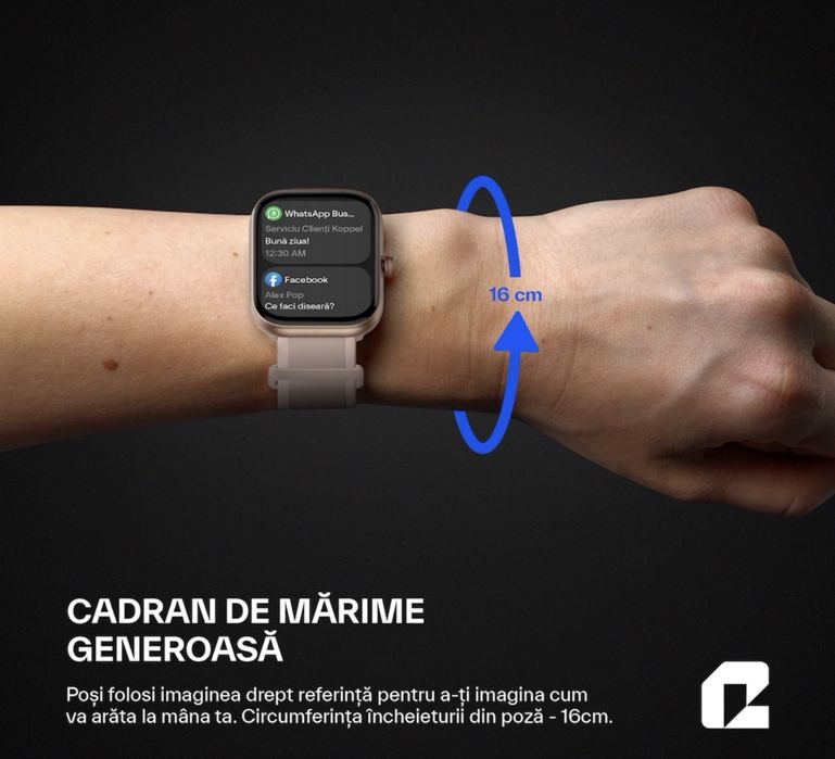 Ceas smartwatch Roz, Qualtec by Koppel, fitness, rezistent la apa