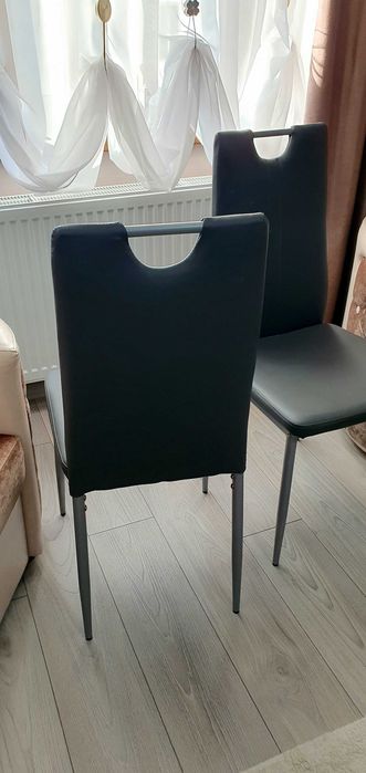 Scaune moderne (4 buc.) din piele ecologică culoare gri - ,,NOI''