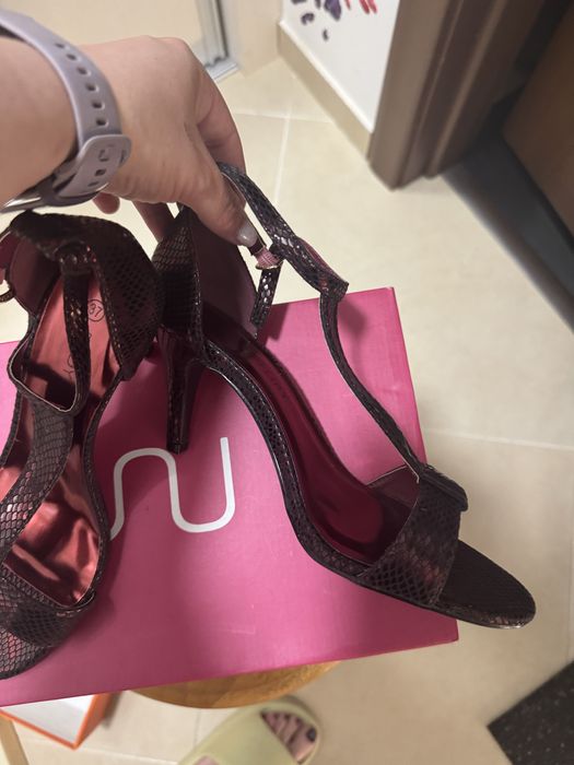 Sandale burgundy piele