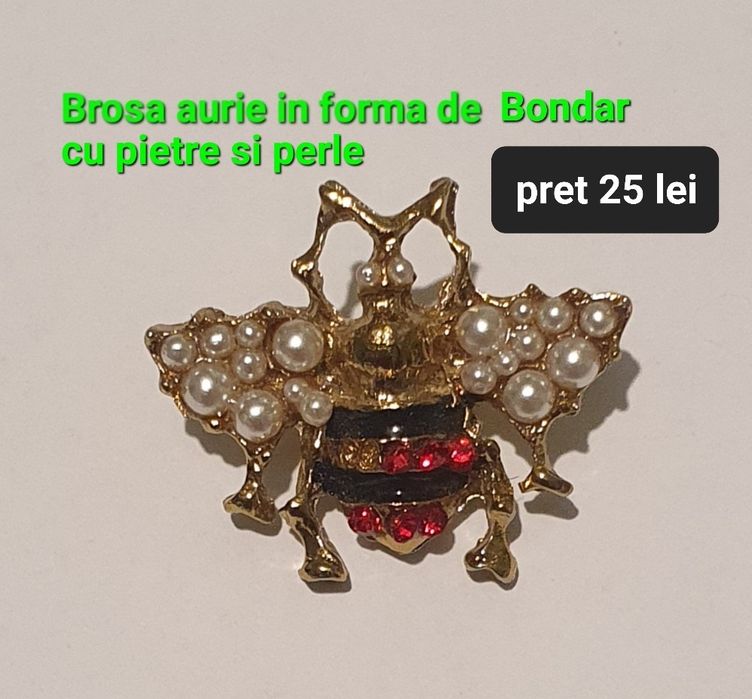 Brosa Bondar cu pietre si perle