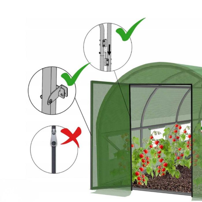 Голяма оранжерия с врата на панти. Здрава конструкция и UV4 защита