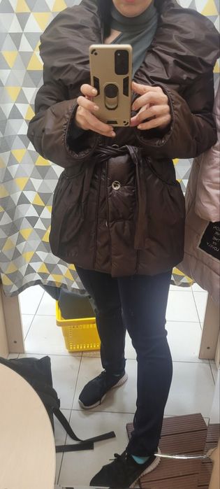 елегантно дамско зимно яке в тъмен кафяв/шоколадов цвят.