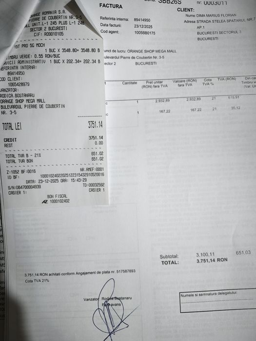 Vând Xiaomi 15 T pro 12+4 G Ram 256 M int