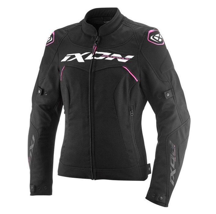 Geaca dama Racing/Roadster Ixon Meteor 31 LS negru/alb/roz moto