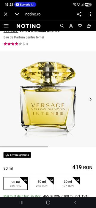Apa de parfum pentru femei Versace Yellow Diamon
