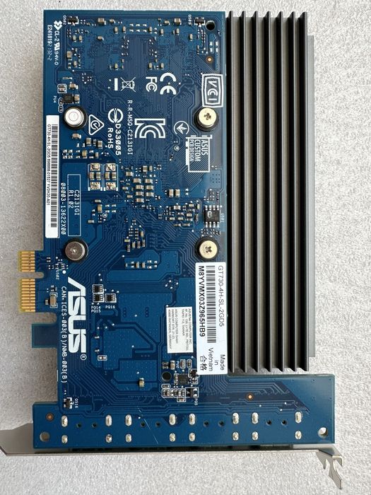 ASUS GeForce GT 730 - 4 монитора , 4×HDMI, напълно безшумна, UEFI , Silent 2GB GDDR5, 4x HDMI, пасивно охлаждане