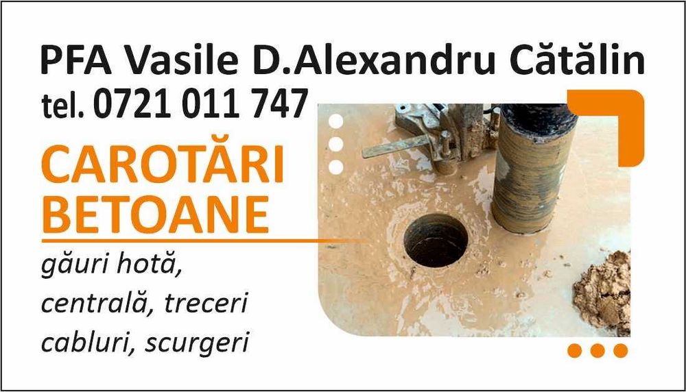 Carotare/Gaura hota, centrala, scurgeri, aerisiri, de la 150lei