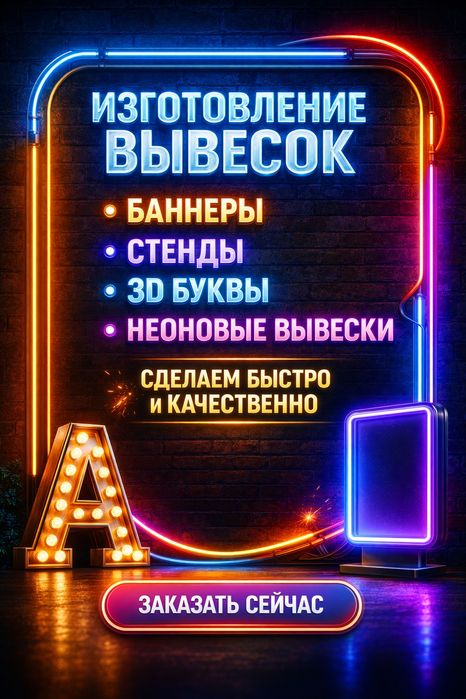 Наружная Реклама Неоновая вывеска печать баннер