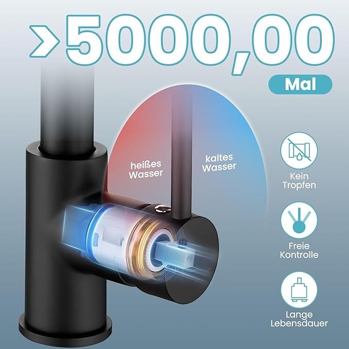 Baterie bucatarie neagra extractibila 360° 2 functii presiune mica