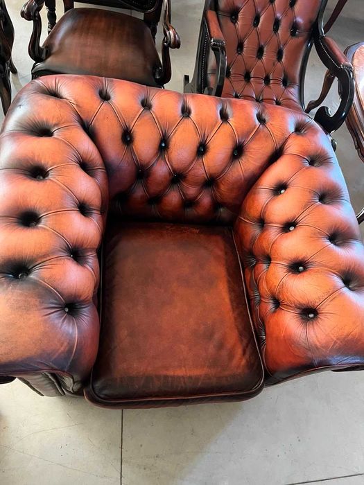 Fotoliu Chesterfield/piele naturala!