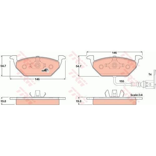 Placute frana Vw Polo (9n), 10.2012, Jetta, New Beetle, Golf, Bora, Skoda Roomster, Octavia, Fabia, Seat Toledo, Leon, Ibiza, Altea, Audi A3, A2, TRW