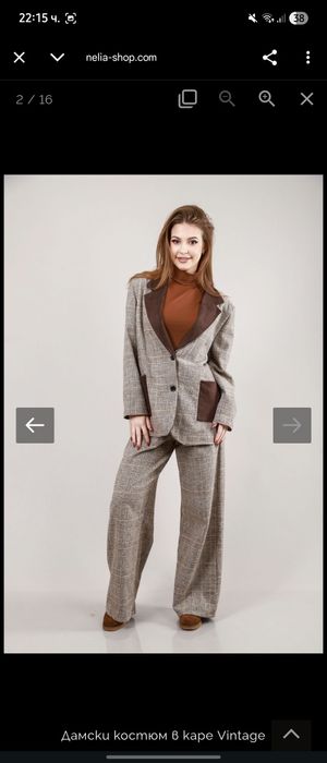 Сако каре с пепит и велур