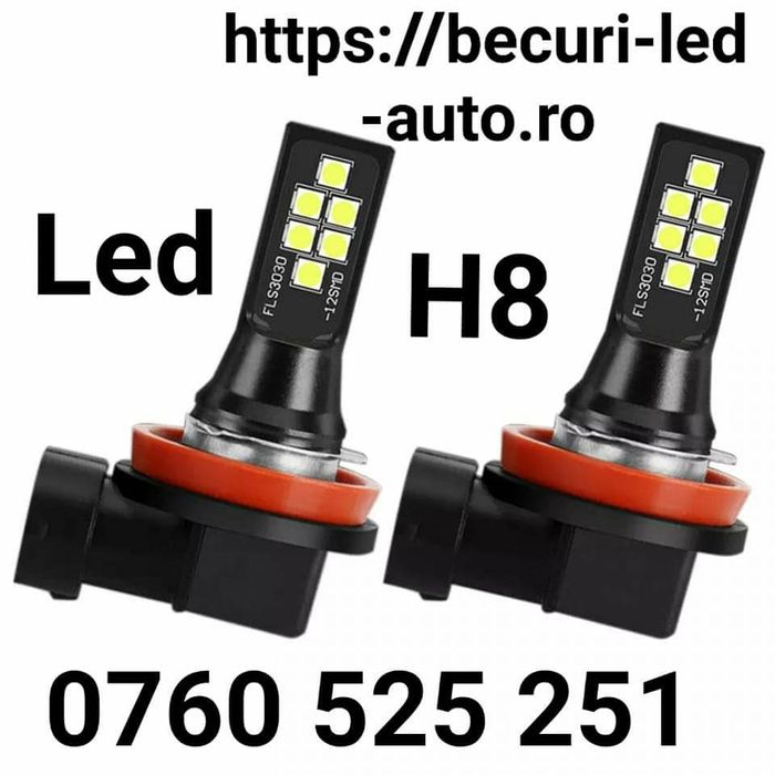 Becuri Led H1,H4,H7,H8,H9,H11,H16,HB3,HB4 50W/80W/6000K/5000Lm/12V(Făr