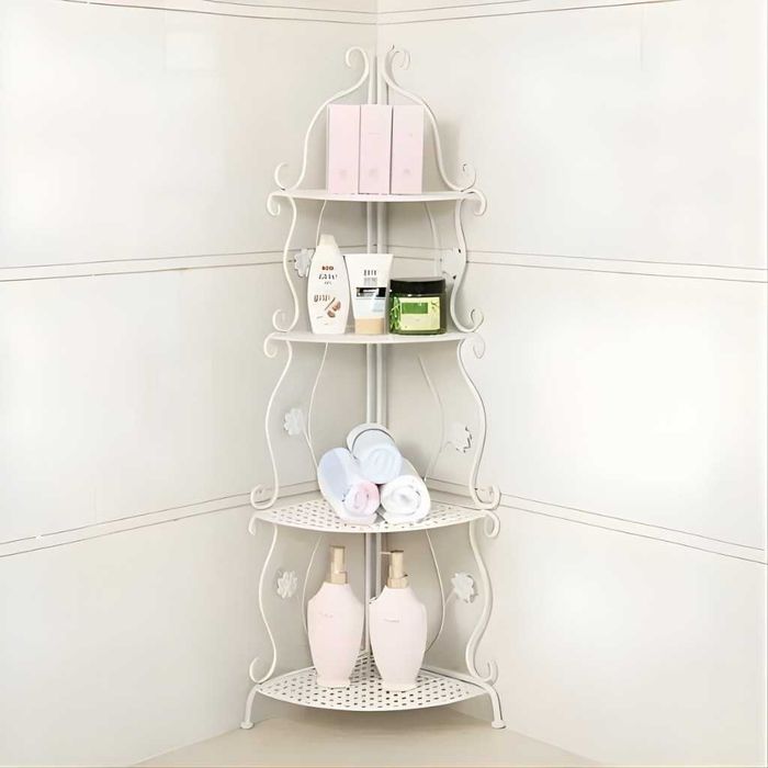 Метална ъглова етажерка рафт стелаж за баня, кухня и дом, 40х103 см