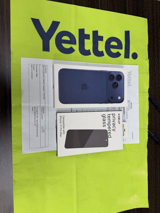 ЗАПЕЧАТАН 256GB iPhone 17 Pro Max Yettel Гаранция 2029г. Blue