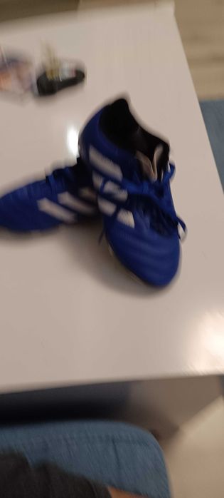 Ghete fotbal copii Adidas albastru/ alb mărimea 34