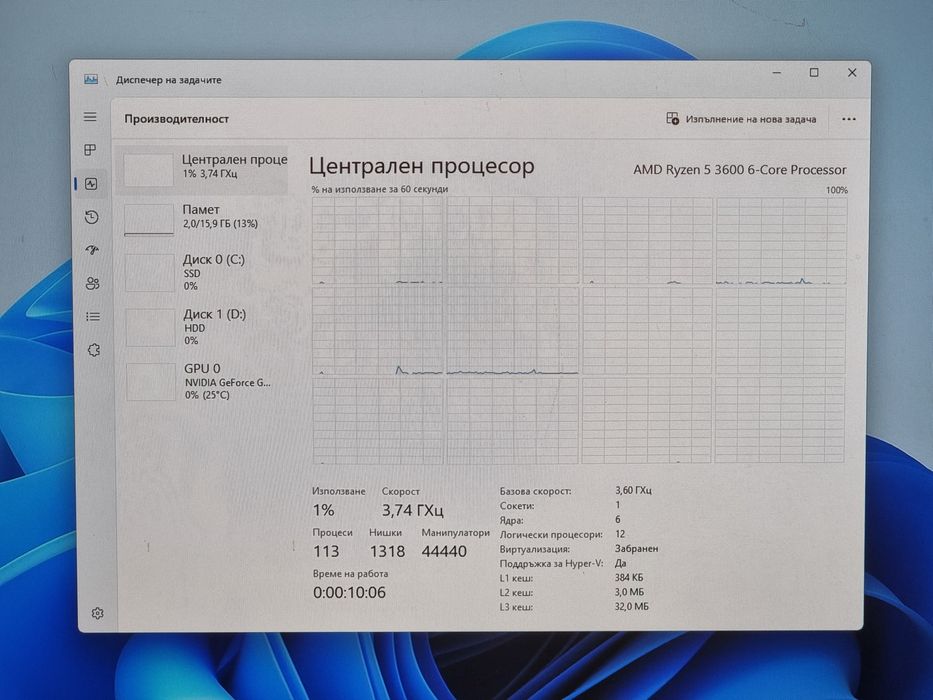 Геймърски Компютър/R5 3600/16GB RAM/512GB/GTX 1080 8GB
