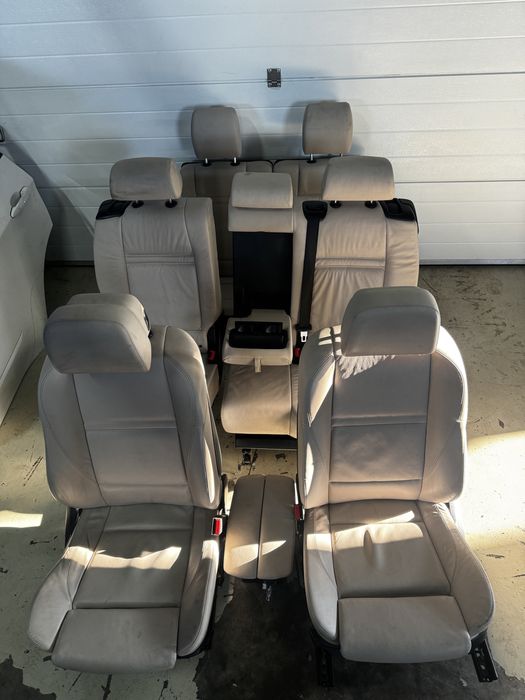 Interior piele alba bmw x5 x6 e70 e71 7 locuri